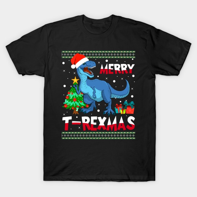 Merry T Rex-mas Funny Dinosaur Christmas Kids Boys Men T-Shirt by teespringplus